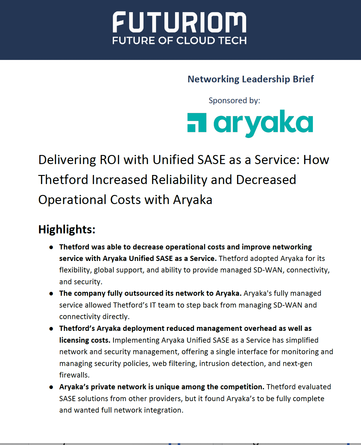 Aryaka Unifed SASE as a Service LB